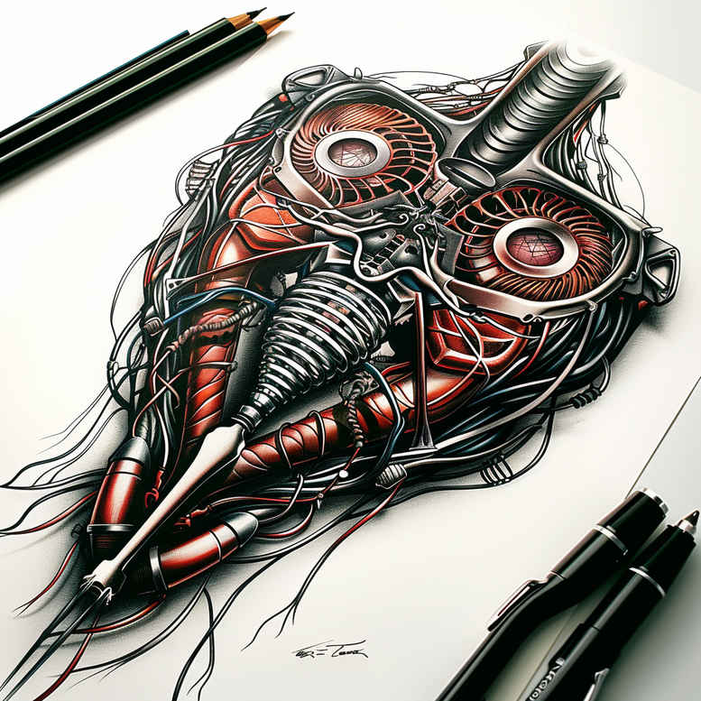 biomechanics tattoo design ideas distorted perspective biomechanical fusion for nape