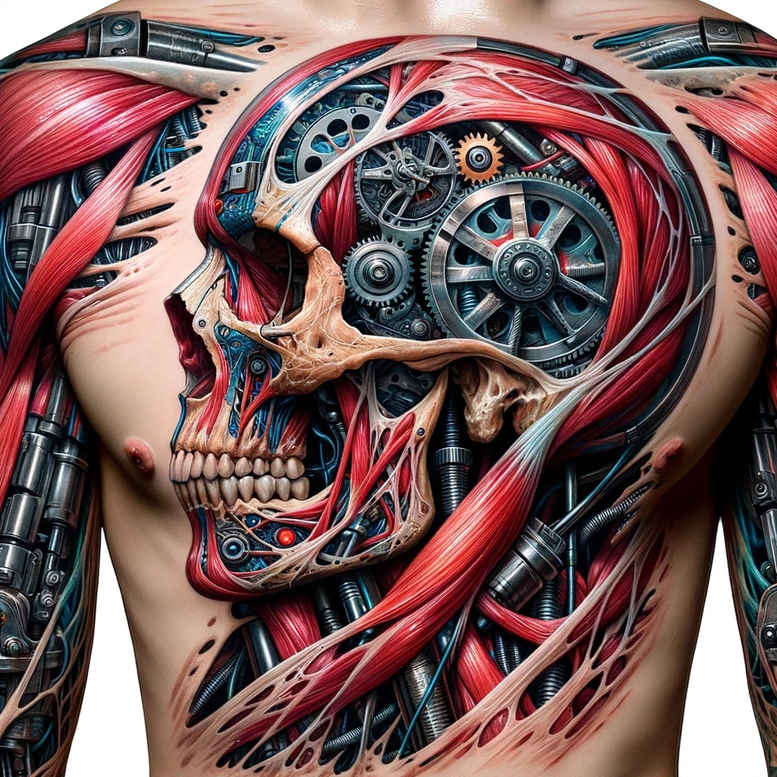 biomechanics tattoo design ideas realistic contrast biomechanical fusion for upper arm