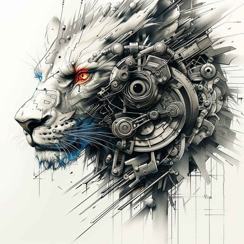 biomechanics tattoo design ideas displaced objects dynamic lines for nape