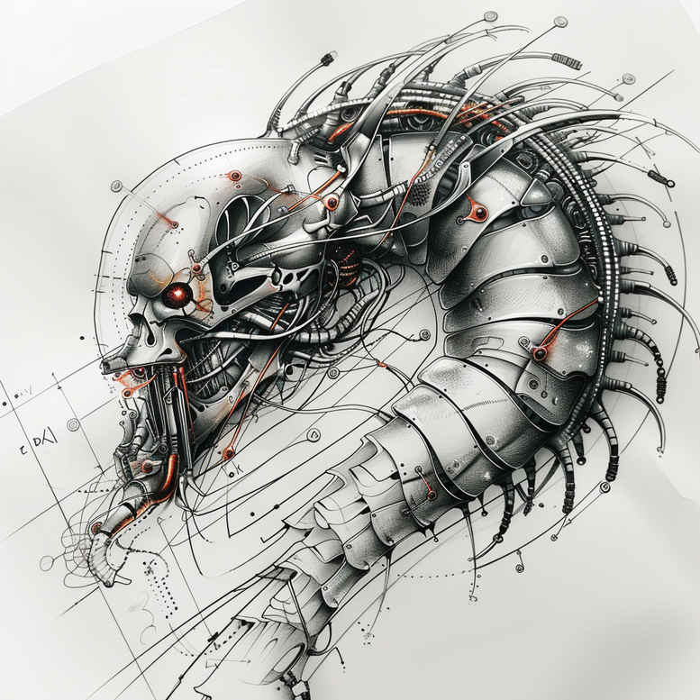 biomechanics tattoo design ideas refined detail flexible joints for side