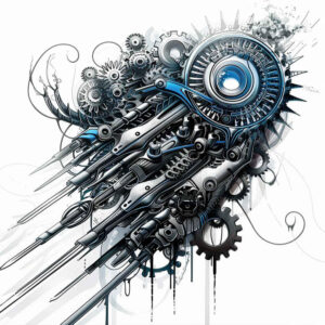 biomechanics tattoo design ideas Surrealism esoteric joint mechanics for side torso
