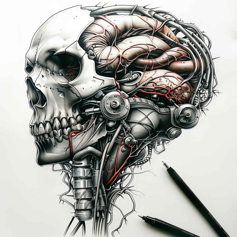 biomechanics tattoo design ideas fluid motion layered shading meaning courage