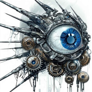 biomechanics tattoo design ideas Surrealism visual paradox layered textures for shin
