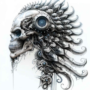 biomechanics tattoo design ideas CGI-rendered levers for side torso