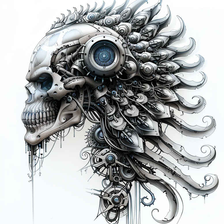 biomechanics tattoo design ideas CGI-rendered levers for side torso