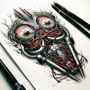 biomechanics tattoo design ideas vibrant palette machine elements for forearm
