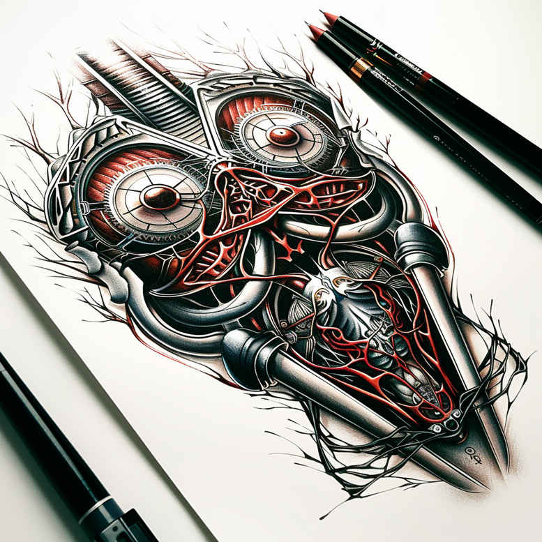 biomechanics tattoo design ideas vibrant palette machine elements for forearm