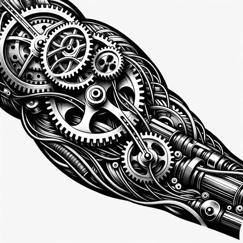 biomechanics tattoo design ideas Realism true skin mechanical joints for upper shoulder