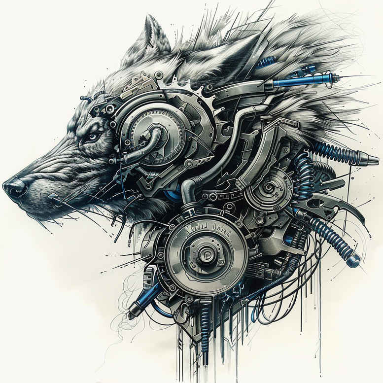 biomechanics tattoo design ideas Realism soft focus mechanical joints resilience and power