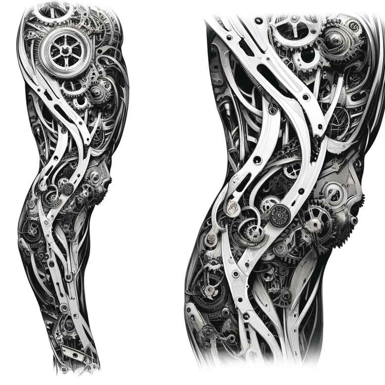 biomechanics tattoo design ideas sharp-focus movement for lower thigh
