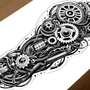 biomechanics tattoo design ideas Surrealism ethereal muscle activation for side