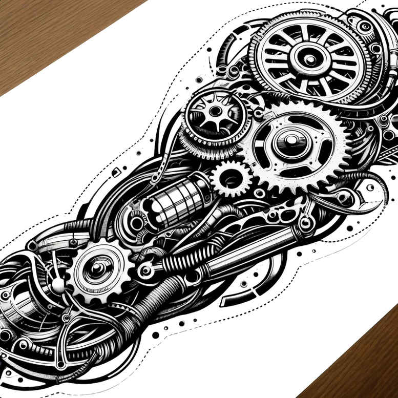 biomechanics tattoo design ideas Surrealism ethereal muscle activation for side