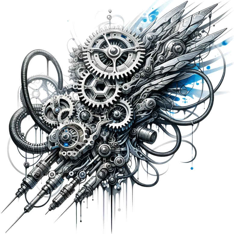 biomechanics tattoo design ideas Realism portrait realism organic-mechanical blend for abdomen