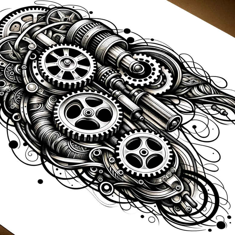 biomechanics tattoo design ideas Realism real shadows robotic style resilience and power