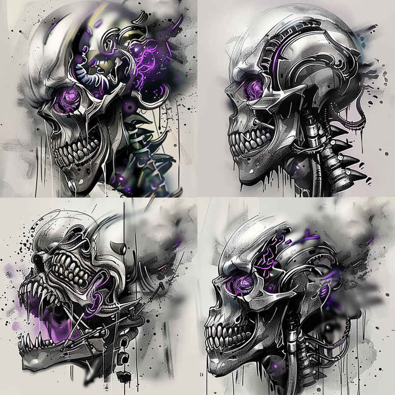 biomechanics tattoo design ideas Realism soft contrast technical shading for thigh