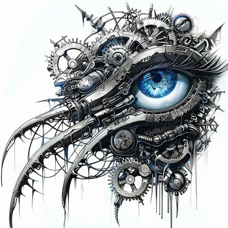 biomechanics tattoo design ideas Realism reflective light tension lines for ribs