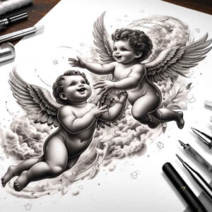 angel – tattoo design ideas free ai generated – realism-photo-realistic – for-arm – Gallery: angel-inkby-ai