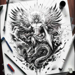 angel – tattoo design ideas free ai generated – realism-photo-realistic – for-arm – Gallery: angel-inkby-ai