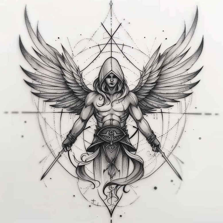 angel – tattoo design ideas free ai generated – realism-photo-realistic – for-arm – Gallery: angel-inkby-ai