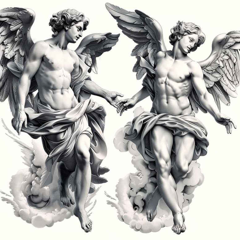 angel – tattoo design ideas free ai generated – realism-photo-realistic – for-arm – Gallery: angel-inkby-ai