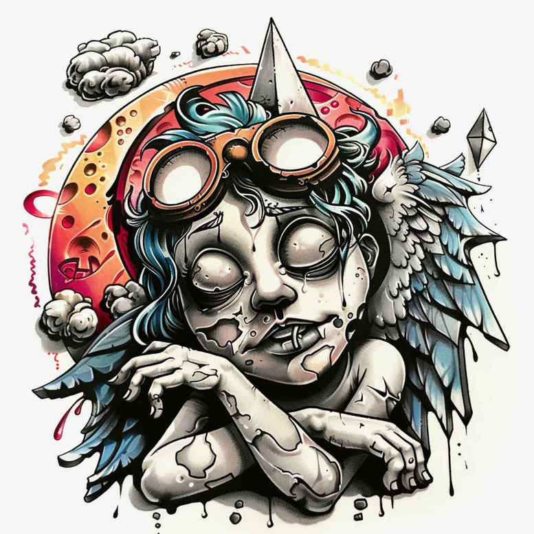 angel – tattoo design ideas free ai generated – realism-photo-realistic – for-arm – Gallery: angel-inkby-ai