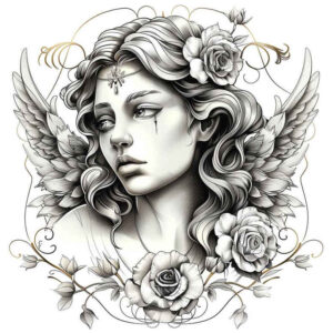 angel – tattoo design ideas free ai generated – realism-photo-realistic – for-arm – Gallery: angel-inkby-ai
