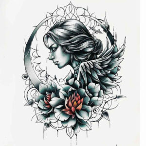 angel – tattoo design ideas free ai generated – realism-photo-realistic – for-arm – Gallery: angel-inkby-ai