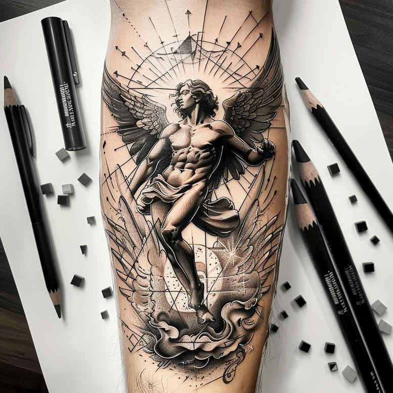 angel – tattoo design ideas free ai generated – realism-photo-realistic – for-arm – Gallery: angel-inkby-ai