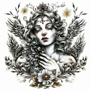 angel – tattoo design ideas free ai generated – realism-photo-realistic – for-arm – Gallery: angel-inkby-ai
