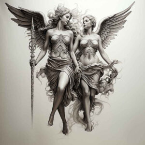 angel – tattoo design ideas free ai generated – realism-photo-realistic – for-arm – Gallery: angel-inkby-ai