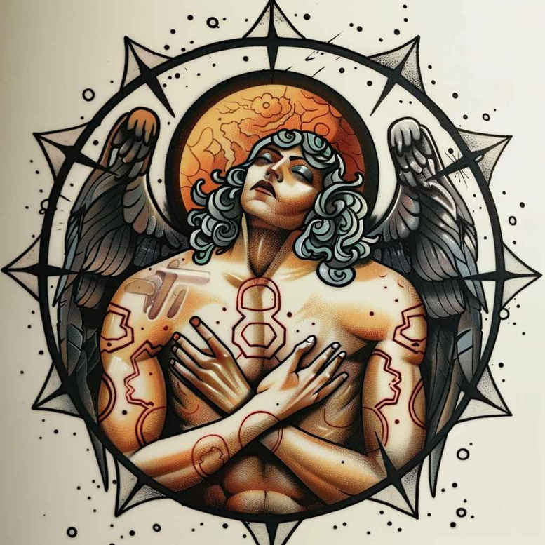 angel – tattoo design ideas free ai generated – realism-photo-realistic – for-arm – Gallery: angel-inkby-ai