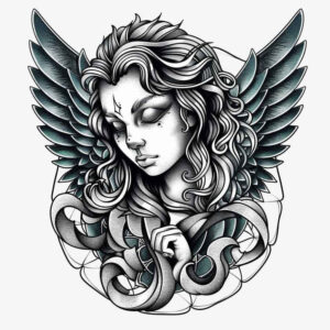 angel – tattoo design ideas free ai generated – realism-photo-realistic – for-arm – Gallery: angel-inkby-ai