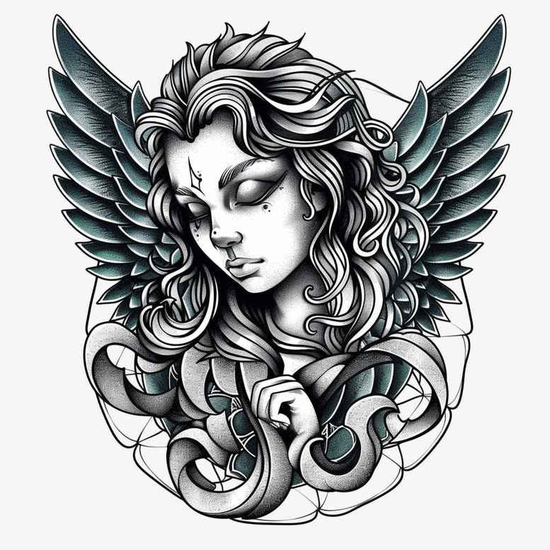 angel – tattoo design ideas free ai generated – realism-photo-realistic – for-arm – Gallery: angel-inkby-ai