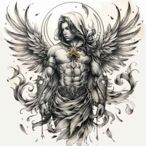 angel – tattoo design ideas free ai generated – realism-photo-realistic – for-arm – Gallery: angel-inkby-ai