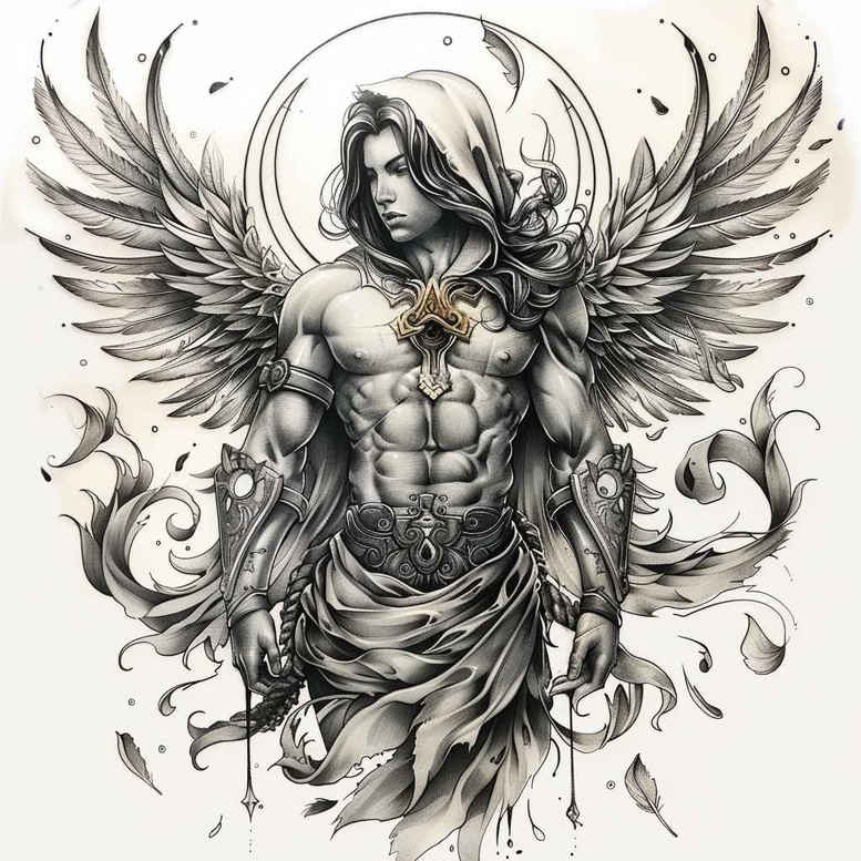 angel – tattoo design ideas free ai generated – realism-photo-realistic – for-arm – Gallery: angel-inkby-ai