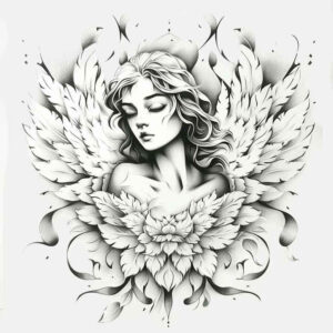 angel – tattoo design ideas free ai generated – realism-photo-realistic – for-arm – Gallery: angel-inkby-ai