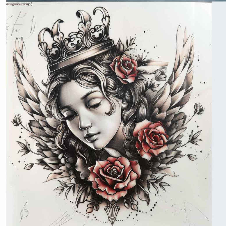 angel – tattoo design ideas free ai generated – realism-photo-realistic – for-arm – Gallery: angel-inkby-ai