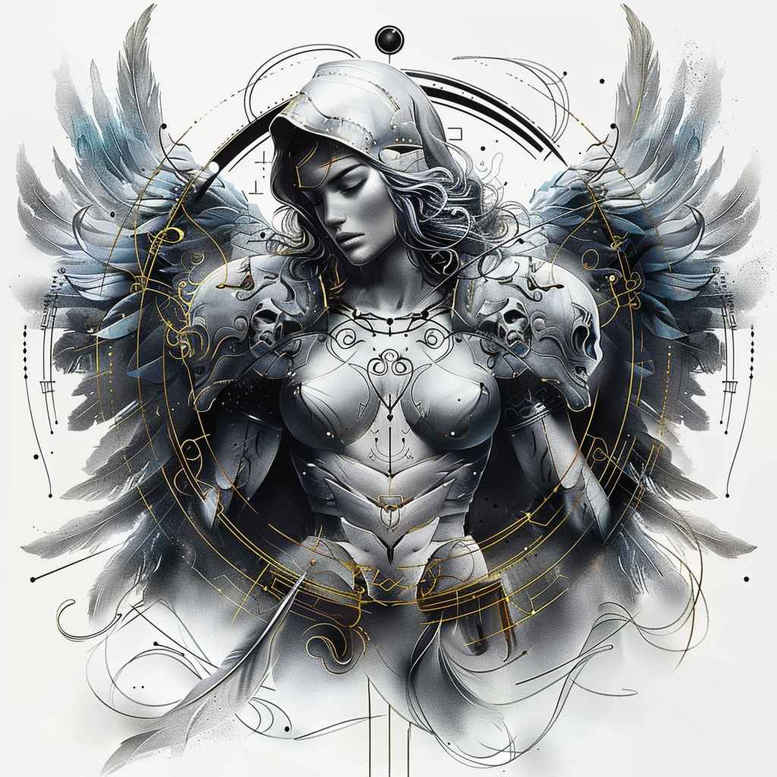 angel – tattoo design ideas free ai generated – realism-photo-realistic – for-arm – Gallery: angel-inkby-ai