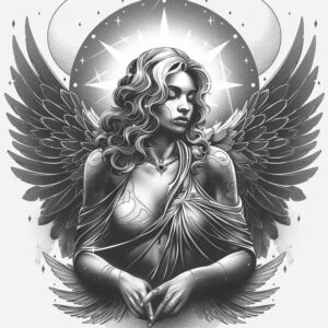 angel – tattoo design ideas free ai generated – realism-photo-realistic – for-arm – Gallery: angel-inkby-ai