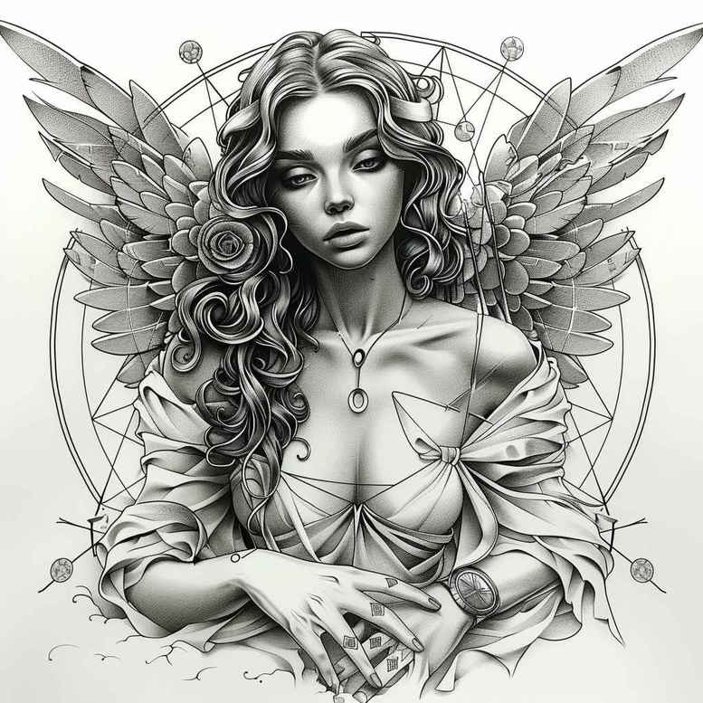 angel – tattoo design ideas free ai generated – realism-photo-realistic – for-arm – Gallery: angel-inkby-ai