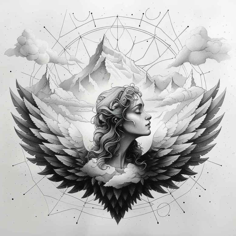 angel – tattoo design ideas free ai generated – realism-photo-realistic – for-arm – Gallery: angel-inkby-ai