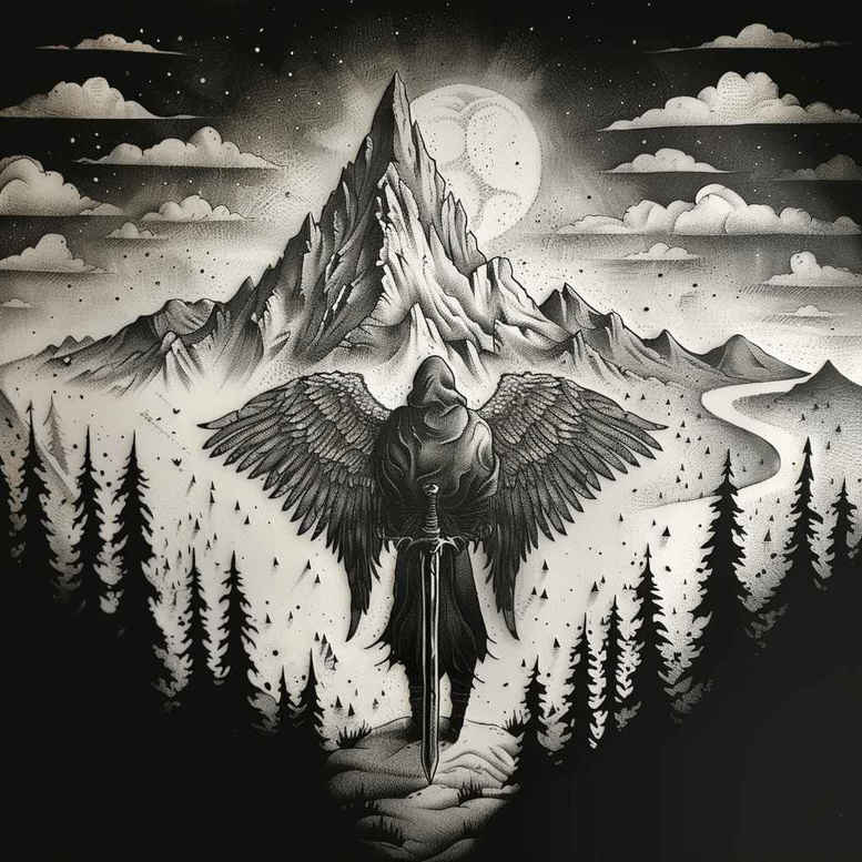 angel – tattoo design ideas free ai generated – realism-photo-realistic – for-arm – Gallery: angel-inkby-ai