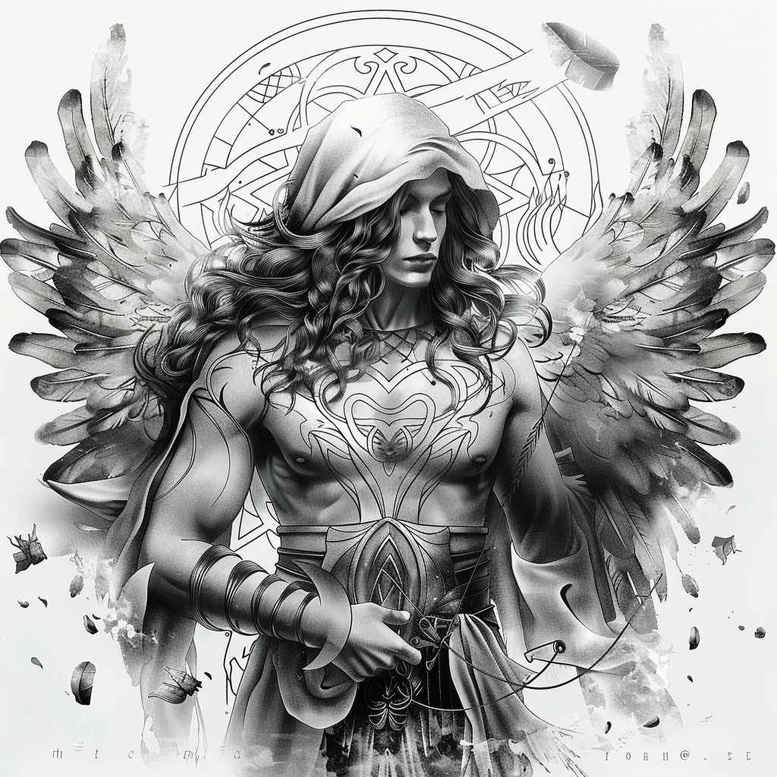 angel – tattoo design ideas free ai generated – realism-photo-realistic – for-arm – Gallery: angel-inkby-ai