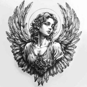 angel – tattoo design ideas free ai generated – realism-photo-realistic – for-arm – Gallery: angel-inkby-ai