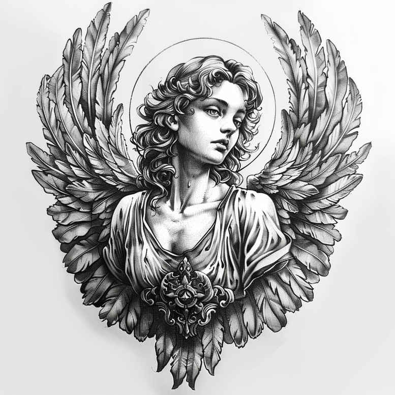 angel – tattoo design ideas free ai generated – realism-photo-realistic – for-arm – Gallery: angel-inkby-ai