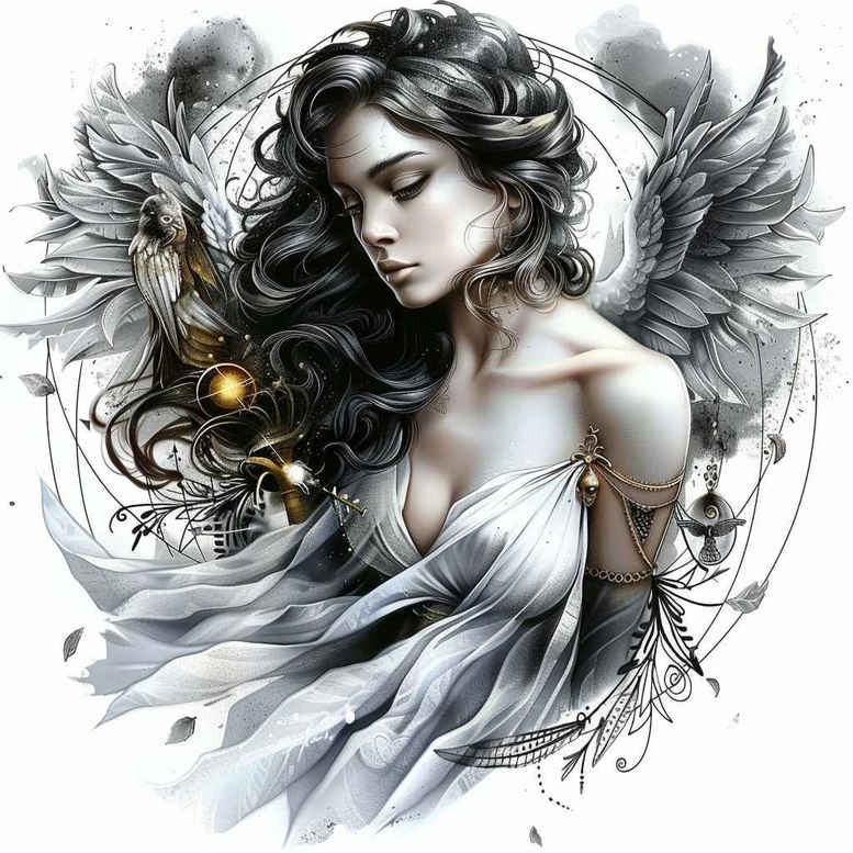 angel – tattoo design ideas free ai generated – realism-photo-realistic – for-arm – Gallery: angel-inkby-ai