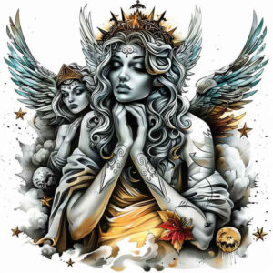 angel – tattoo design ideas free ai generated – realism-photo-realistic – for-arm – Gallery: angel-inkby-ai