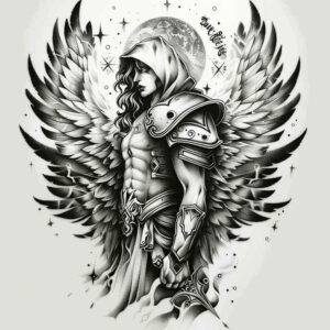 angel – tattoo design ideas free ai generated – realism-photo-realistic – for-arm – Gallery: angel-inkby-ai