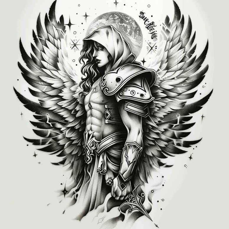 angel – tattoo design ideas free ai generated – realism-photo-realistic – for-arm – Gallery: angel-inkby-ai