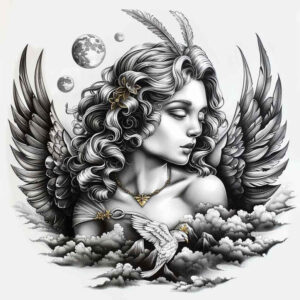 angel – tattoo design ideas free ai generated – realism-photo-realistic – for-arm – Gallery: angel-inkby-ai